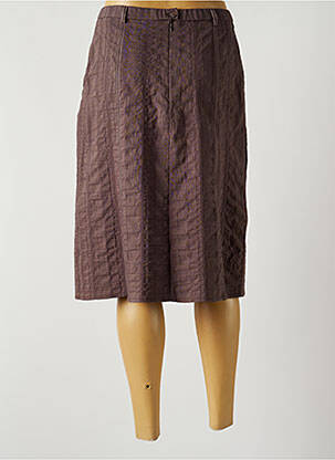 Jupe mi-longue coupe droite marron GUY DUBOUIS femme