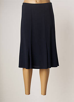 Jupe mi-longue stretch bleu GUY DUBOUIS femme