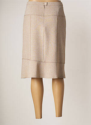 Jupe mi-longue coupe droite évasée sur le bas beige GUY DUBOUIS femme