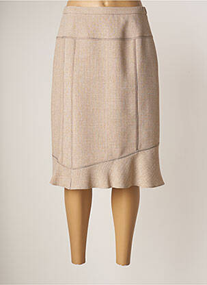 Jupe mi-longue coupe droite évasée sur le bas beige FRANCE RIVOIRE femme