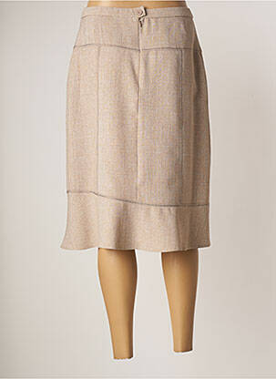Jupe mi-longue coupe droite évasée sur le bas beige FRANCE RIVOIRE femme