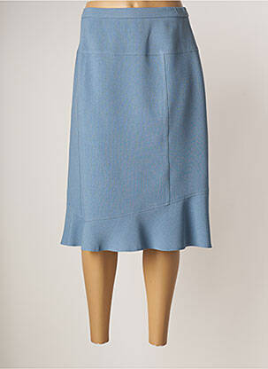 Jupe mi-longue stretch bleu GUY DUBOUIS femme