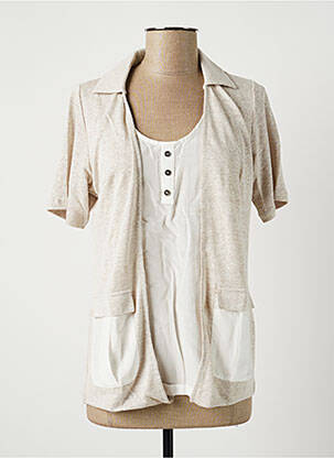 Top tissage jersey manches courtes beige MERI & ESCA femme