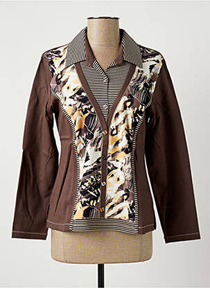 Top tissage jersey manches longues marron FRANCE RIVOIRE femme
