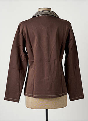 Top tissage jersey manches longues marron FRANCE RIVOIRE femme
