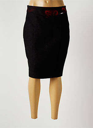 Jupe mi-longue coupe droite noir LUNA femme