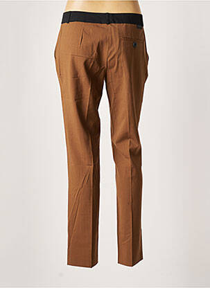 Pantalon chino fermeture zippée sous rabat avec crochet marron LEON & HARPER femme