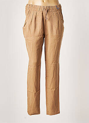 Pantalon droit taille élastique taille normale marron LEON & HARPER femme