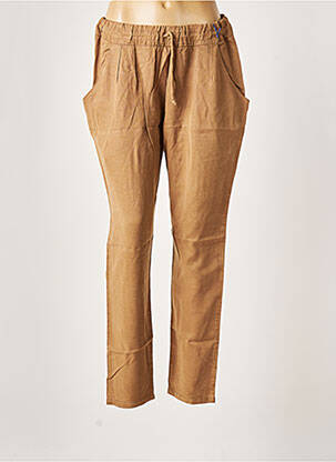 Pantalon droit taille élastique taille normale marron LEON & HARPER femme
