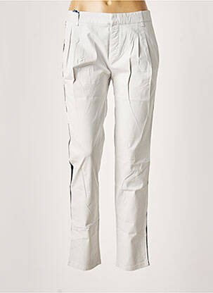 Pantalon chino broderie galons latéraux taille normale gris LEON & HARPER femme