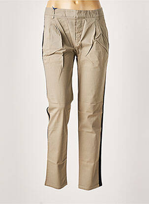 Pantalon chino broderie galons latéraux taille normale gris LEON & HARPER femme