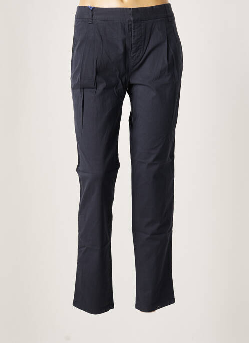 Pantalon chino broderie galons latéraux taille normale bleu LEON & HARPER femme