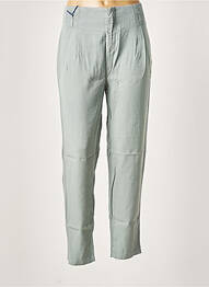 Pantalon droit taille à pinces taille haute bleu LEON & HARPER femme