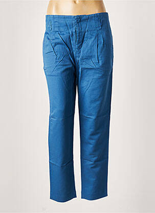 Pantalon droit taille à pinces taille haute bleu LEON & HARPER femme