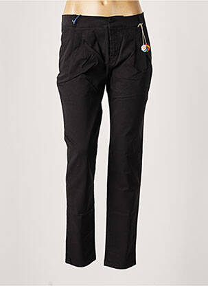 Pantalon chino tissage popeline taille normale noir LEON & HARPER femme