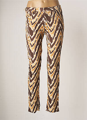 Pantalon slim tissage popeline taille normale marron REIKO femme