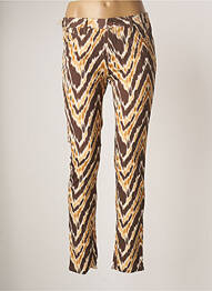 Pantalon slim tissage popeline taille normale marron REIKO femme