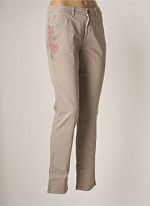 Pantalon chino tissage popeline taille normale gris REIKO femme