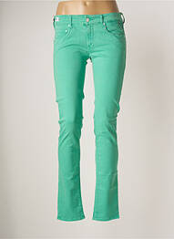 Jeans coupe slim broderie rivets taille basse vert REPLAY femme