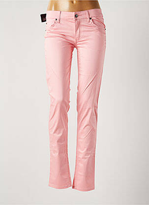 Jeans coupe slim broderie rivets taille basse rose CHEAP MONDAY femme