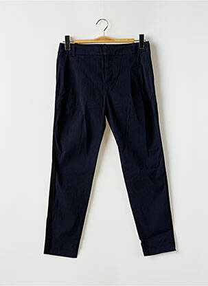 Pantalon 7/8 tissage popeline taille normale bleu LEON & HARPER femme