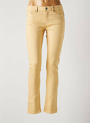 Jeans coupe slim broderie rivets taille basse beige LAB(DIP) femme