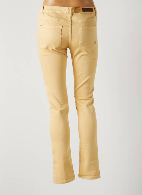 Jeans coupe slim broderie rivets taille basse beige LABDIP femme