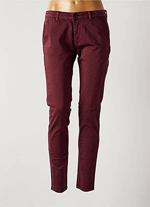 Pantalon chino taille basse taille basse rouge LE TEMPS DES CERISES femme