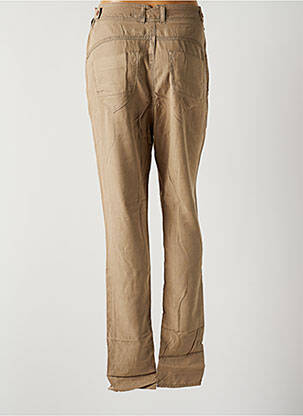 Pantalon droit fermeture zippée sous rabat boutonné taille normale marron FIVE PM femme