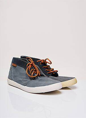 Baskets matière lisse talon compensé gris VICTORIA homme