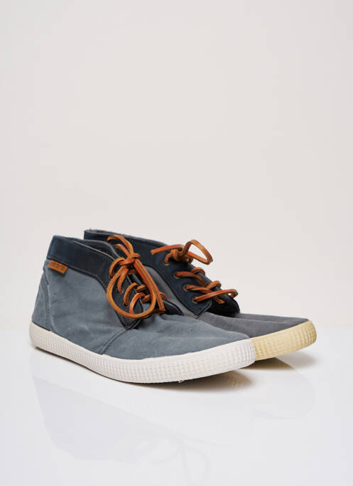 Baskets matière lisse talon compensé gris VICTORIA homme