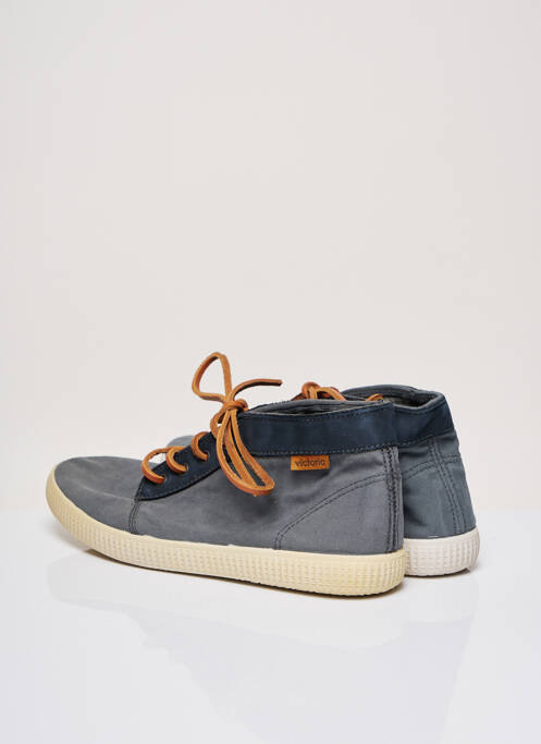 Baskets matière lisse talon compensé gris VICTORIA homme