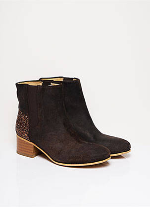 Bottines/boots matière lisse talon de 4 à 6cm marron LONESOME DETAIL femme