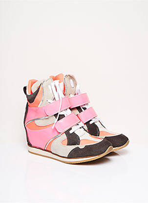 Baskets talon compensé talon de 7 à 9cm rose STARFLY femme