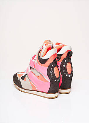 Baskets talon compensé talon de 7 à 9cm rose STARFLY femme