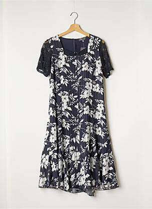 Robe mi-longue imprimé fleurs manches courtes bleu WEINBERG femme