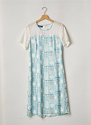 Robe mi-longue imprimé fantaisie manches courtes bleu WEINBERG femme