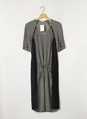 Robe mi-longue imprimé fantaisie manches courtes noir TERRE DE FÉES femme