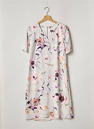 Robe mi-longue imprimé fleurs manches courtes gris WEINBERG femme