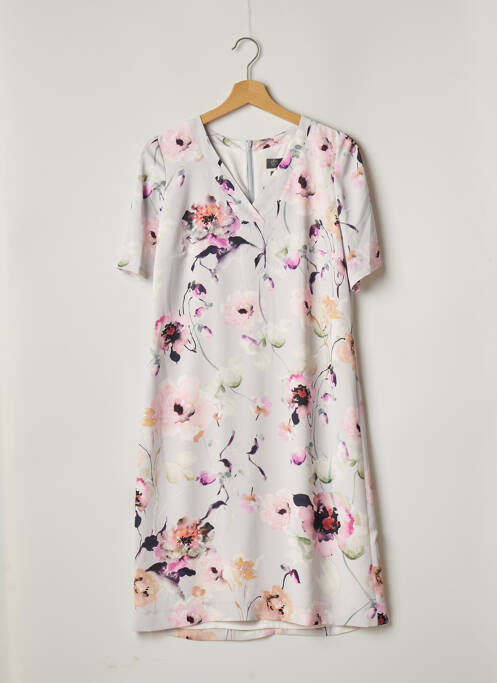 Robe mi-longue imprimé fleurs manches courtes gris WEINBERG femme