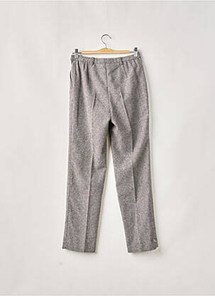 Pantalon droit fermeture zippée sous rabat boutonné gris WEINBERG femme