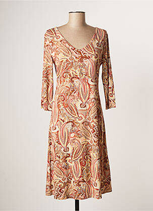 Robe mi-longue manches 3/4 manches 3/4 marron CREAM femme