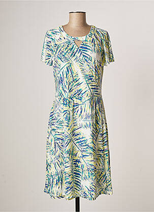Robe mi-longue imprimé fantaisie manches courtes vert DIANE LAURY femme