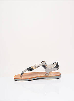 Tongs tissage métallisé talon bas gris MINIBEL fille