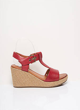 Espadrilles tissage satiné talon de 7 à 9cm rouge ELUE PAR NOUS femme
