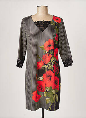 Robe mi-longue manches 3/4 manches 3/4 noir PAUL BRIAL femme