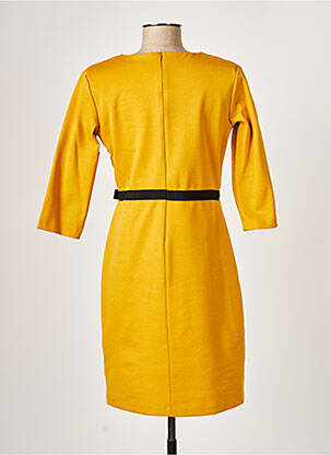 Robe mi-longue manches 3/4 manches 3/4 jaune PAUL BRIAL femme