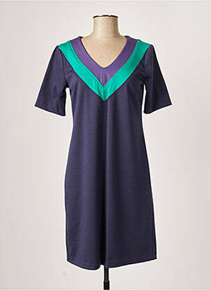 Robe mi-longue manches courtes manches courtes bleu PAUL BRIAL femme