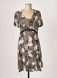 Robe mi-longue coupe fluide manches courtes noir PAUL BRIAL femme