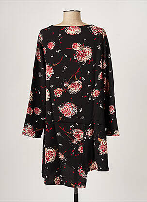 Robe mi-longue imprimé fleurs manches longues noir G!OZE femme